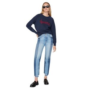 Frame Denim-Nouveau Le Mix Straight Leg Mid Rise Distressed Two Tone Jeans Sz 24